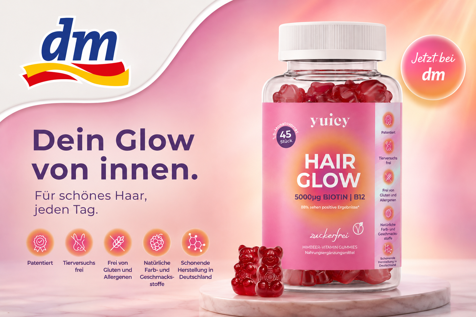 Yuicy Hair Glow Gummies auch bei DM!